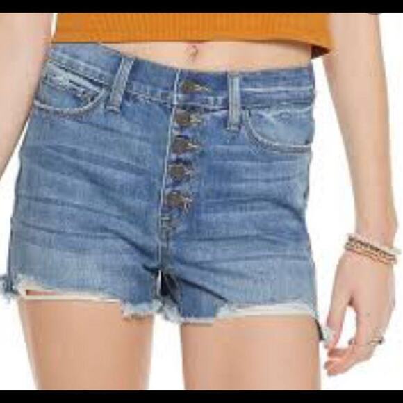 NEW denim shorts Juniors' Mudd High Rise Exposed Button Shorts SZ 13 button up - Picture 10 of 11